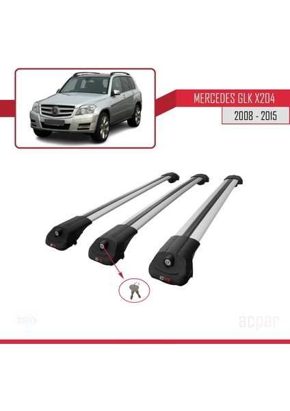 Mercedes Glk Class (X204) 2008-2015 Arası ile Uyumlu Ace-1 Ara Atkı Tavan Barı Gri 3 Adet Bar fırsatları