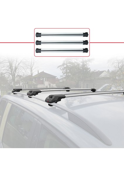 Ford Grand C-Max 2011-2019 Arası ile Uyumlu Ace-1 Ara Atkı Tavan Barı Gri 3 Adet Bar