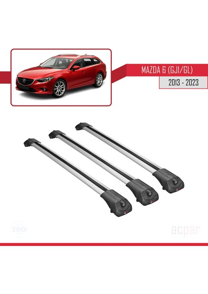 Mazda 6 (Gj1/gl) 2013 ve Sonrası ile Uyumlu Ace-1 Ara Atkı Tavan Barı Gri 3 Adet Bar modelleri