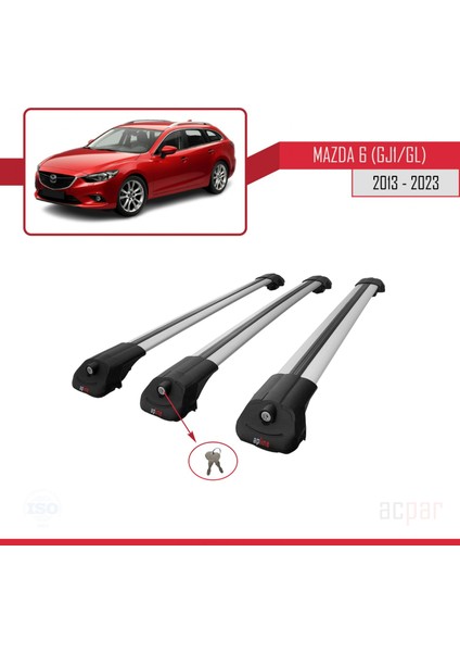 Mazda 6 (Gj1/gl) 2013 ve Sonrası ile Uyumlu Ace-1 Ara Atkı Tavan Barı Gri 3 Adet Bar fırsatları