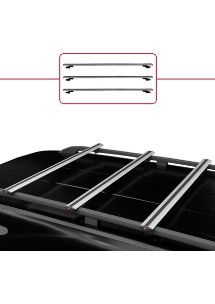 Dacia Duster 2010-2014 Arası ile Uyumlu Basıc Model Ara Atkı Tavan Barı Gri 3 Adet