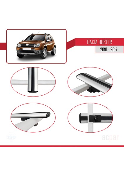 Dacia Duster 2010-2014 Arası ile Uyumlu Basıc Model Ara Atkı Tavan Barı Gri 3 Adet