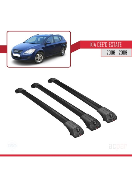 Kia Ceed Sw 2006-2009 Arası ile Uyumlu Ace-1 Ara Atkı Tavan Barı Siyah 3 Adet Bar modelleri