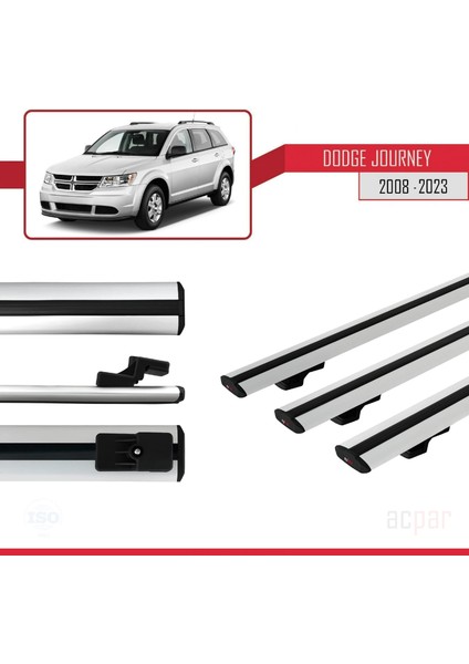 Dodge Journey 2008 ve Sonrası ile Uyumlu Basıc Model Ara Atkı Tavan Barı Gri 3 Adet modelleri