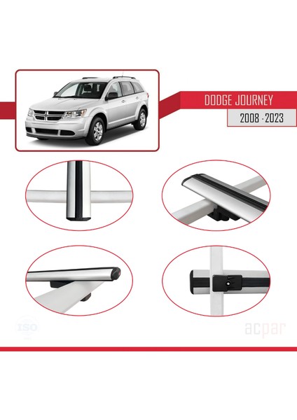 Dodge Journey 2008 ve Sonrası ile Uyumlu Basıc Model Ara Atkı Tavan Barı Gri 3 Adet fırsatları