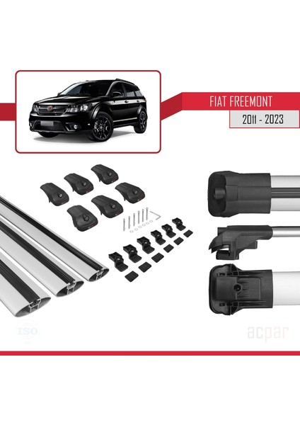 Fiat Freemont 2011 ve Sonrası ile Uyumlu Ace-1 Ara Atkı Tavan Barı Gri 3 Adet Bar indirimleri
