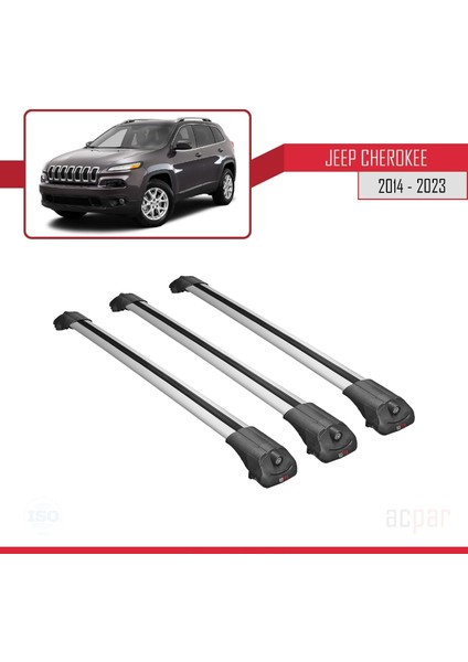 Jeep Cherokee (Kl) 2014 ve Sonrası ile Uyumlu Ace-1 Ara Atkı Tavan Barı Gri 3 Adet Bar modelleri