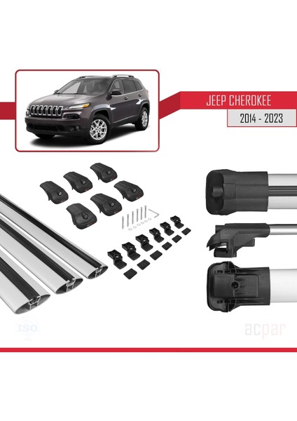 Jeep Cherokee (Kl) 2014 ve Sonrası ile Uyumlu Ace-1 Ara Atkı Tavan Barı Gri 3 Adet Bar indirimleri