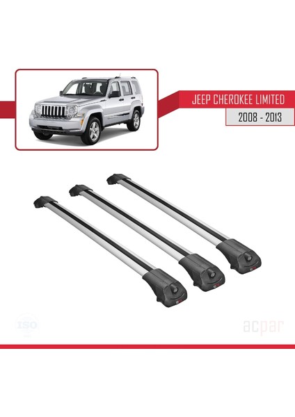 Jeep Cherokee (Kk) 2008-2013 Arası ile Uyumlu Ace-1 Ara Atkı Tavan Barı Gri 3 Adet Bar modelleri