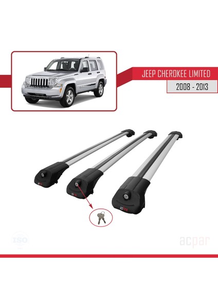 Jeep Cherokee (Kk) 2008-2013 Arası ile Uyumlu Ace-1 Ara Atkı Tavan Barı Gri 3 Adet Bar fırsatları