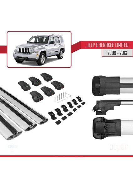Jeep Cherokee (Kk) 2008-2013 Arası ile Uyumlu Ace-1 Ara Atkı Tavan Barı Gri 3 Adet Bar indirimleri