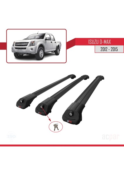 Isuzu D-Max 2012-2015 Arası ile Uyumlu Ace-1 Ara Atkı Tavan Barı Siyah 3 Adet Bar fırsatları