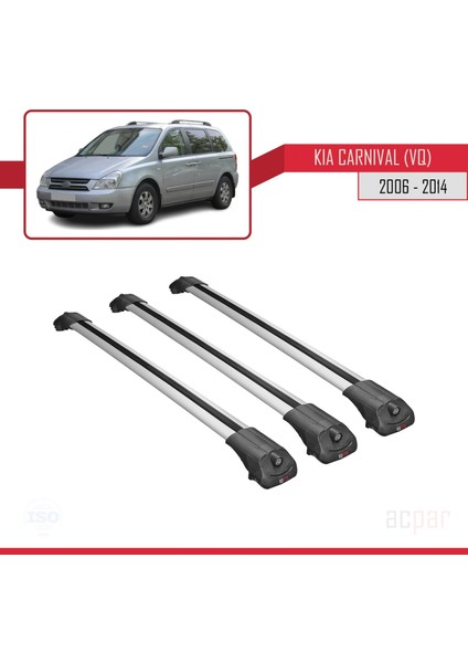 Kia Carnival (Vq) 2006-2014 Arası ile Uyumlu Ace-1 Ara Atkı Tavan Barı Gri 3 Adet Bar modelleri