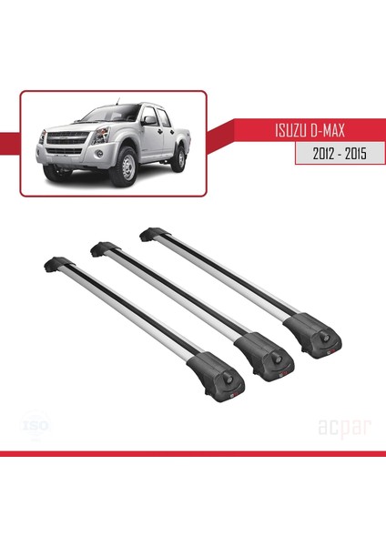 Isuzu D-Max 2012-2015 Arası ile Uyumlu Ace-1 Ara Atkı Tavan Barı Gri 3 Adet Bar