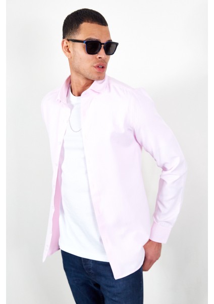 Pembe Erkek Beyaz Kolay Ütülenebilir Standart Fit Normal Kesim Oxford Gömlek modelleri