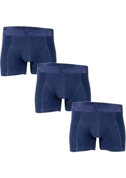 Erkek Likralı Boxer 034 (3 Paket) - Lacivert - Xxl