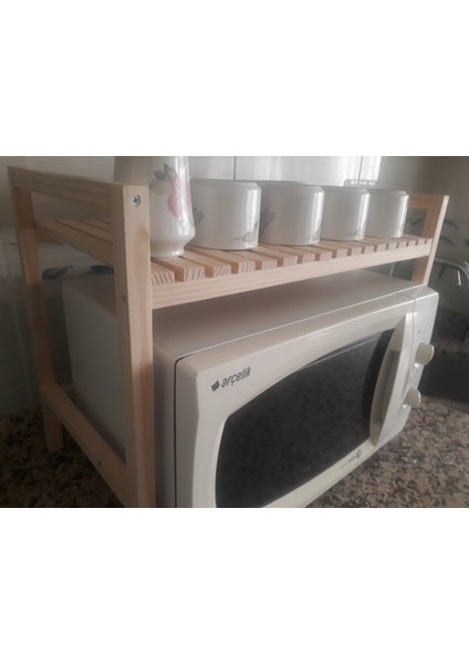 Tezgah Üstü Mikrodalga Ahşap Raf