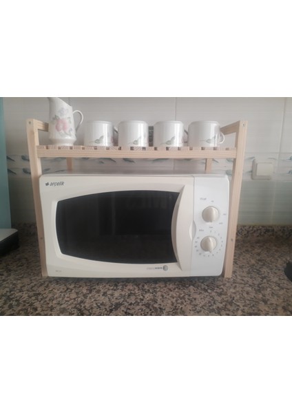 Tezgah Üstü Mikrodalga Ahşap Raf