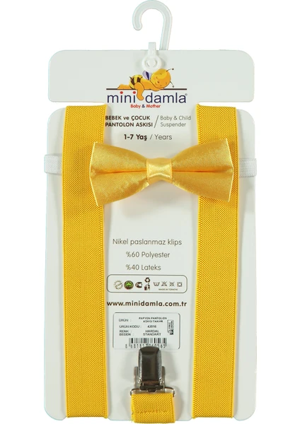 Mini Damla Erkek Çocuk Pantolon Askısı Takımı 1-7 Yaş Hardal