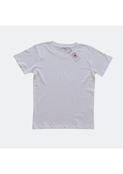 Erkek Beyaz Basic Pamuk Bisiklet Yaka Regular Fit Kısa Kollu T-Shirt