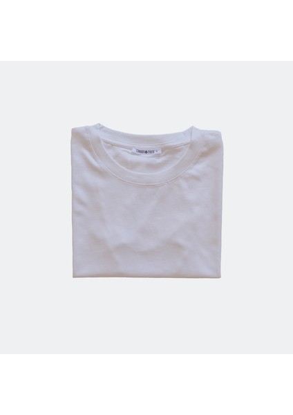 Erkek Beyaz Basic Pamuk Bisiklet Yaka Regular Fit Kısa Kollu T-Shirt