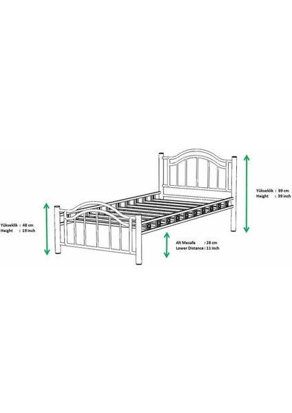 Belinay Tek Kişilik Ferforje Beyaz Metal Karyola 90X200