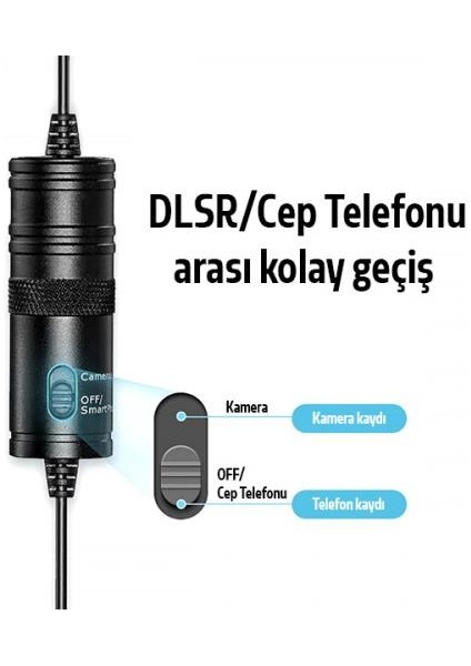 Polham 6 Metre 3.5mm Telefon Ve Kamera Için Yaka Mikrofonu, Canlı Yayın, Profesyonel Muhabir Mikrofonu