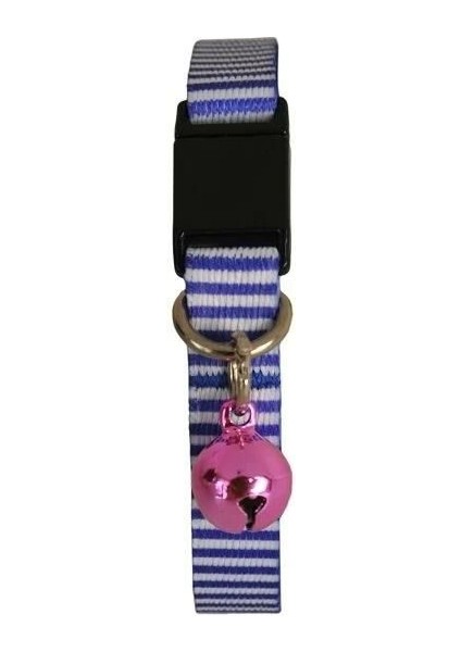 Pettagart Güvenlik Kilitli Ayarlanabilir Mavi Beyaz Desenli Yumuşak Doku Kedi Boyun Tasması 22-30 cm