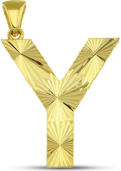 14 Ayar Altın Kalemli Parlak Harf Kolye Ucu