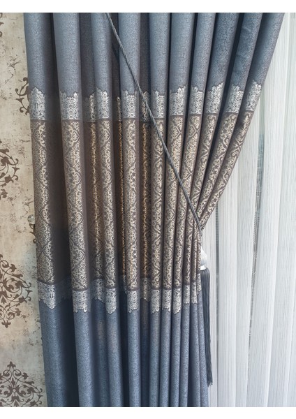 Lüks Kırçıllı Mavi Pano Fon Perde Sık Pile Tek Kanat En 100 Boy 270