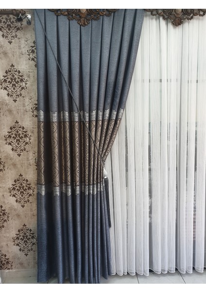 Lüks Kırçıllı Mavi Pano Fon Perde Sık Pile Tek Kanat En 100 Boy 270 fiyatları