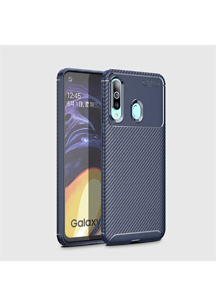 Samsung Galaxy A20S  Uyumlu Karbon Fiber Desenli Kamera Korumalı Renk Atmaz Negro Kılıf