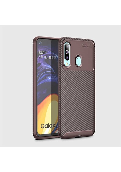 Samsung Galaxy A20S  Uyumlu Karbon Fiber Desenli Kamera Korumalı Renk Atmaz Negro Kılıf