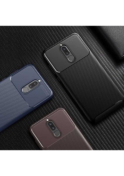 Huawei Mate 10 Lite  Uyumlu Karbon Fiber Desenli Kamera Korumalı Renk Atmaz Negro Kılıf