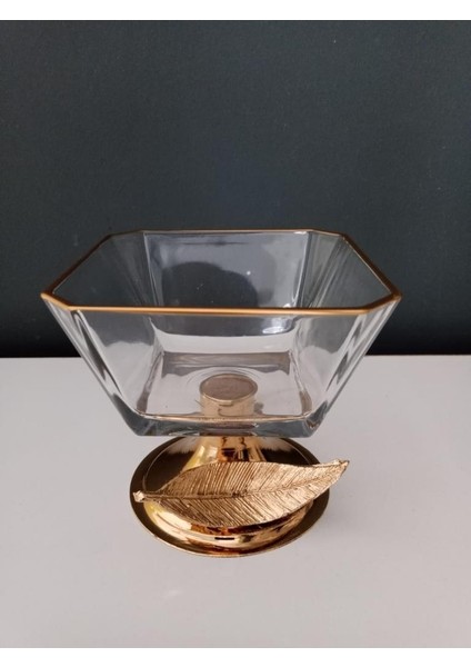 Tüylü Kare Şekerlik Altın 10 cm