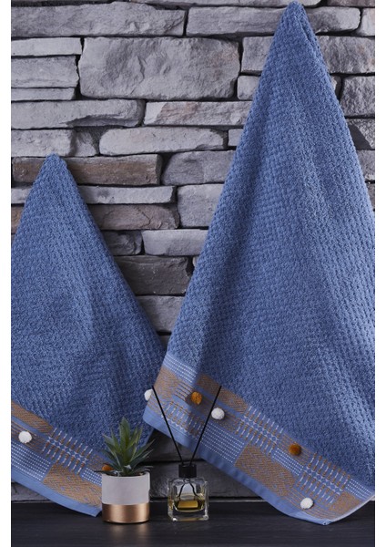 Pamuk Jakarlı 50X90cm ve 70X140cm 2'li Banyo Havlu Seti - Kod 9832