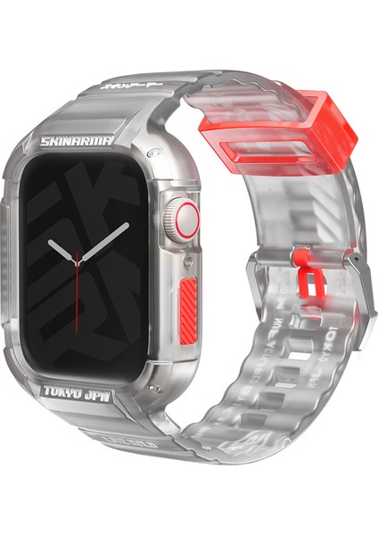 Watch 7 45MM Kordon Skinarma Saido Sert Pc Kasa Koruyuculu Silikon Strap Kayış Şeffaf