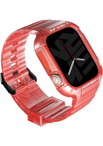 Watch 7 45MM Kordon Skinarma Saido Sert Pc Kasa Koruyuculu Silikon Strap Kayış Kırmızı modelleri