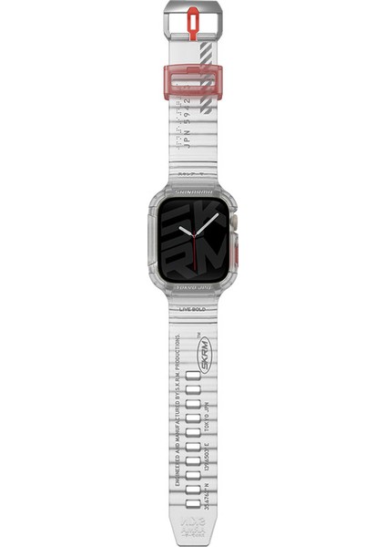 Watch 44MM Kordon Skinarma Saido Sert Pc Kasa Koruyuculu Silikon Strap Kayış Şeffaf