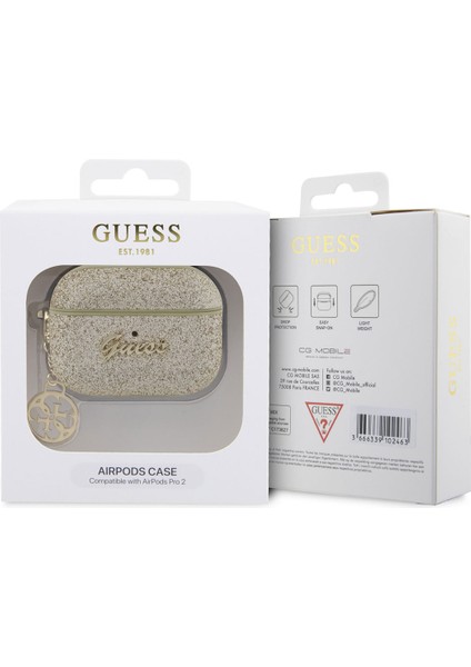 Airpods Pro 2 Uyumlu Kılıf Guess Glitter 4g Charm Exclusive Tasarım