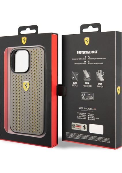 iPhone 14 Pro Uyumlu Kılıf Ferrari Deri Sarı Noktalı Dizayn Kapak