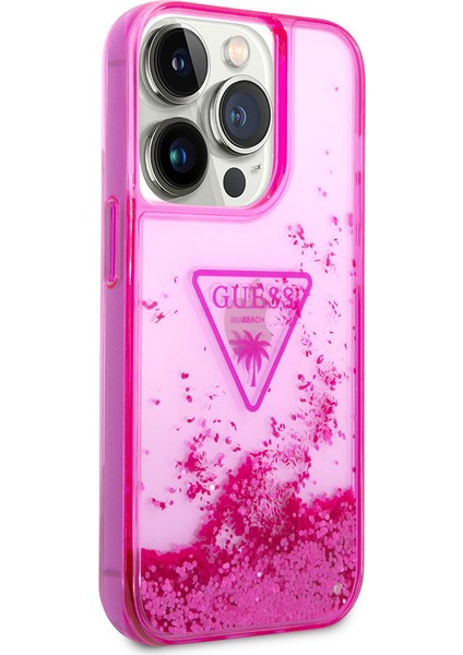 iPhone 14 Pro Uyumlu Kılıf Guess Transparan Sıvılı Simli Dizayn Kapak modelleri