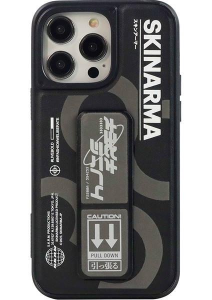 iPhone 14 Pro Uyumlu Kılıf Skinarma Standlı Deri Görünümlü Bango Kapak