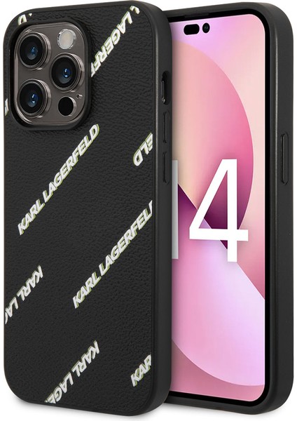 iPhone 14 Pro Uyumlu Kılıf Pu Suni Deri Logolu Dizayn Kapak