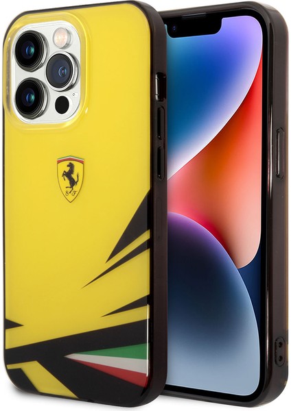 iPhone 14 Pro Uyumlu Kılıf Ferrari Sarı Italyan Bayrak Baskılı Dizayn Kapak
