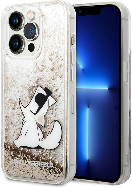 iPhone 14 Pro Uyumlu Kılıf Sıvılı Simli Choupette Dizayn Kapak