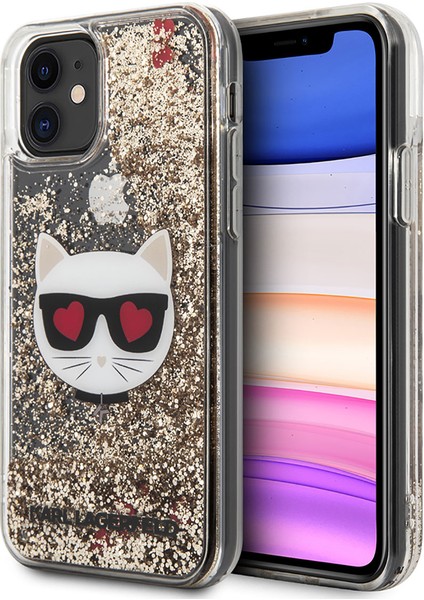 iPhone 11 Uyumlu Kılıf Sıvılı Simli Choupette Dizayn Kapak