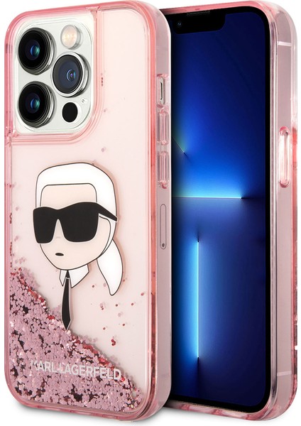 iPhone 14 Pro Max Uyumlu Kılıf Sıvılı Simli Karl Head Dizayn Kapak