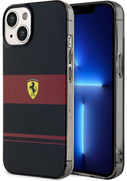 iPhone 14 Uyumlu Kılıf Ferrari Magsafe Şarj Özellikli Yatay Çizgili Dizayn Kapak