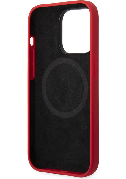 iPhone 14 Pro Uyumlu Kılıf Ferrari Magsafe Şarj Özellikli Silikon Metal Logo Dizayn Kapak